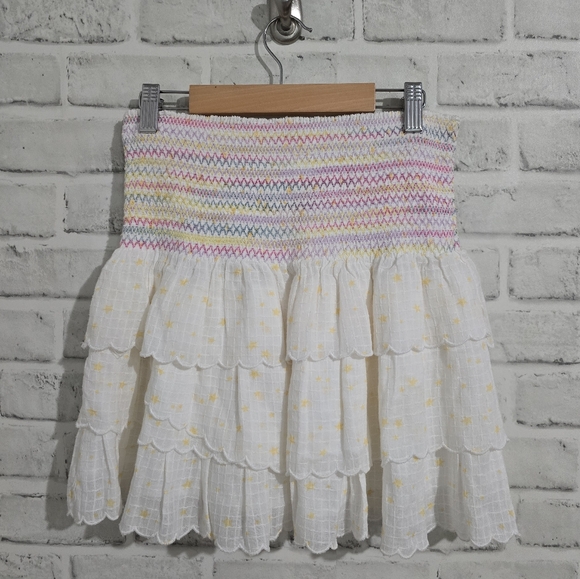 EUC LoveShackFancy Daffodil Smocked Waist Tiered Skirt size size S - Picture 5 of 7